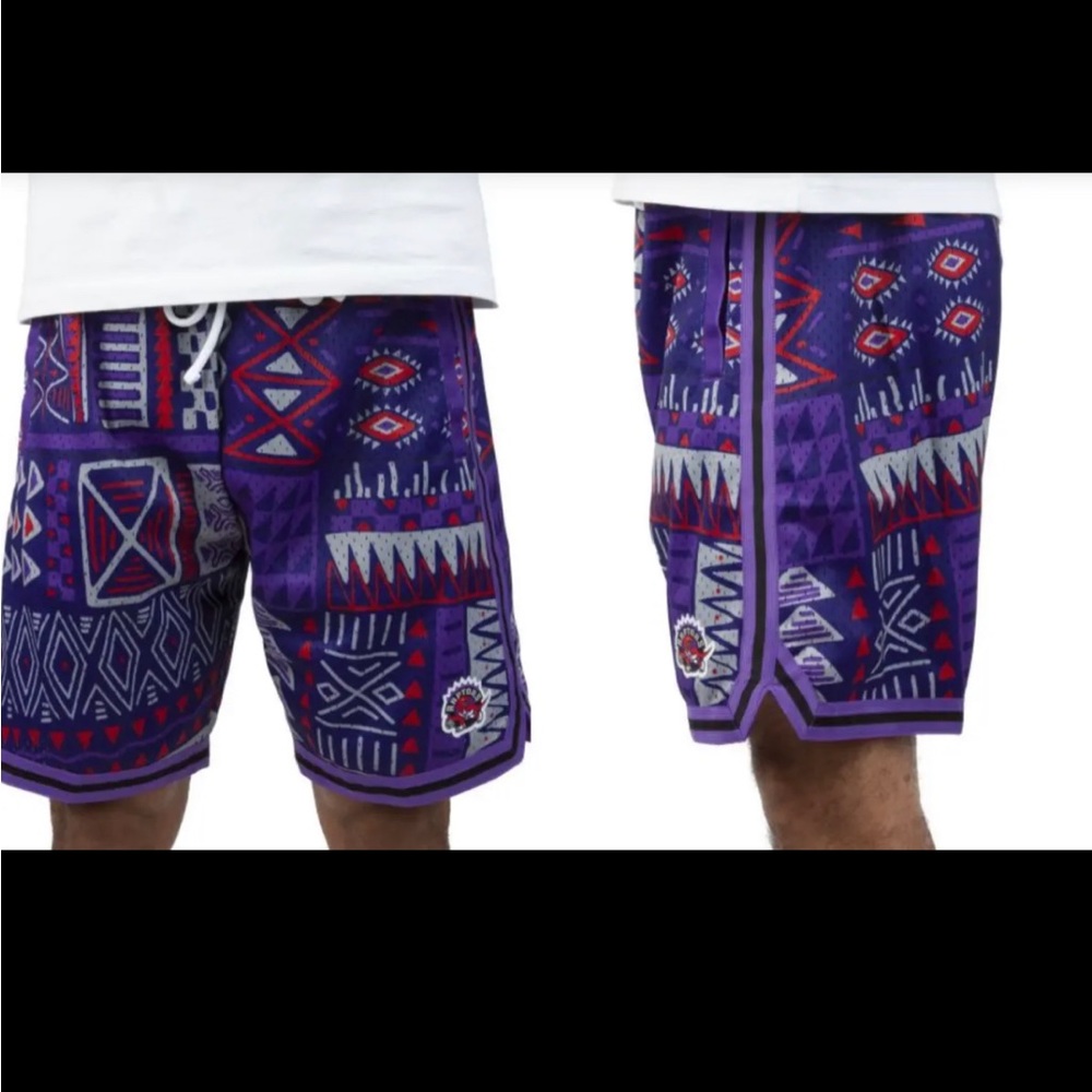 New Mitchell & Ness NBA Raptors Game Day Tribal Pattern Shorts Size 2XL
